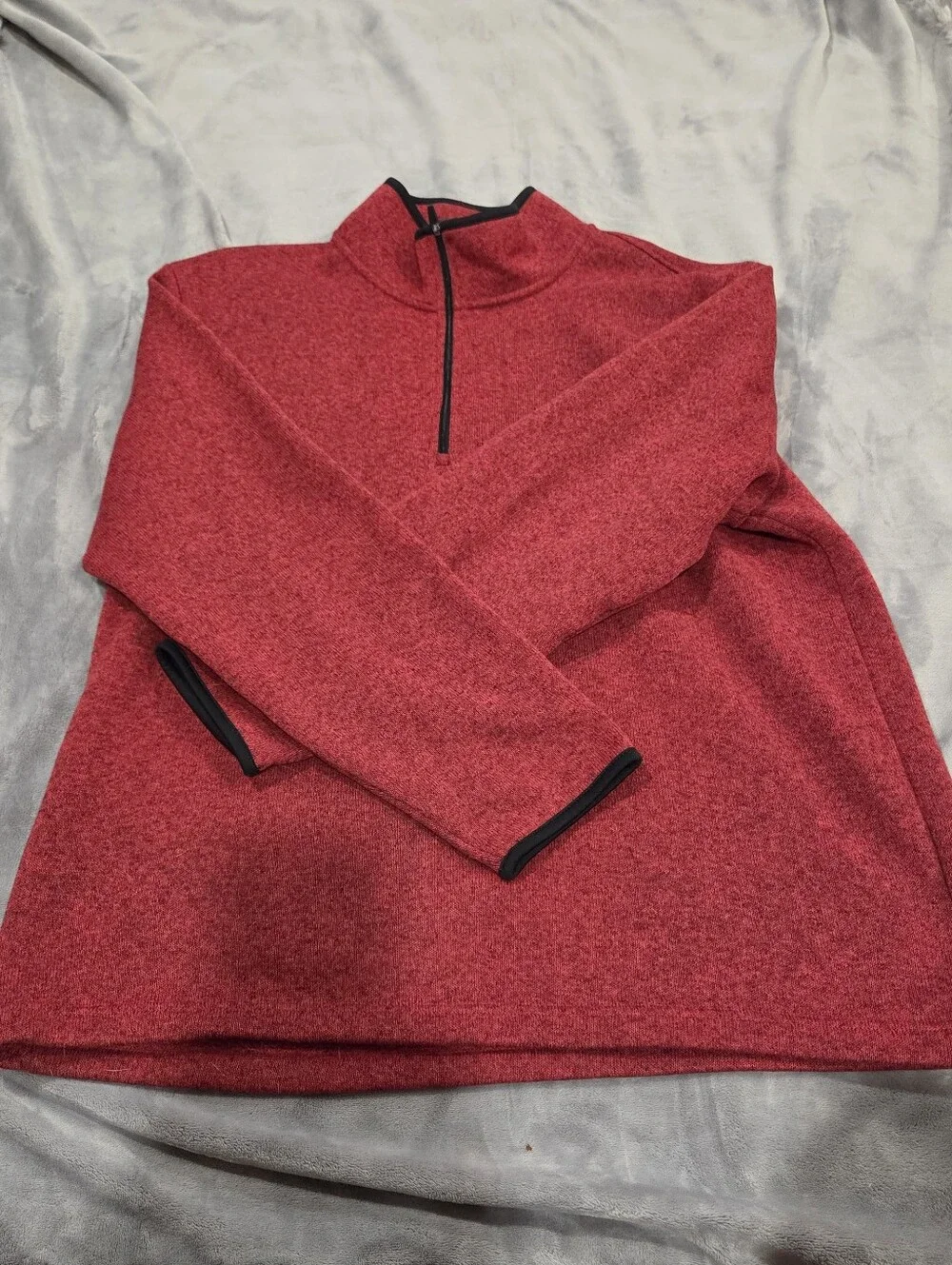 Izod Red Half-Zip Pullover Sweater with Black Trim